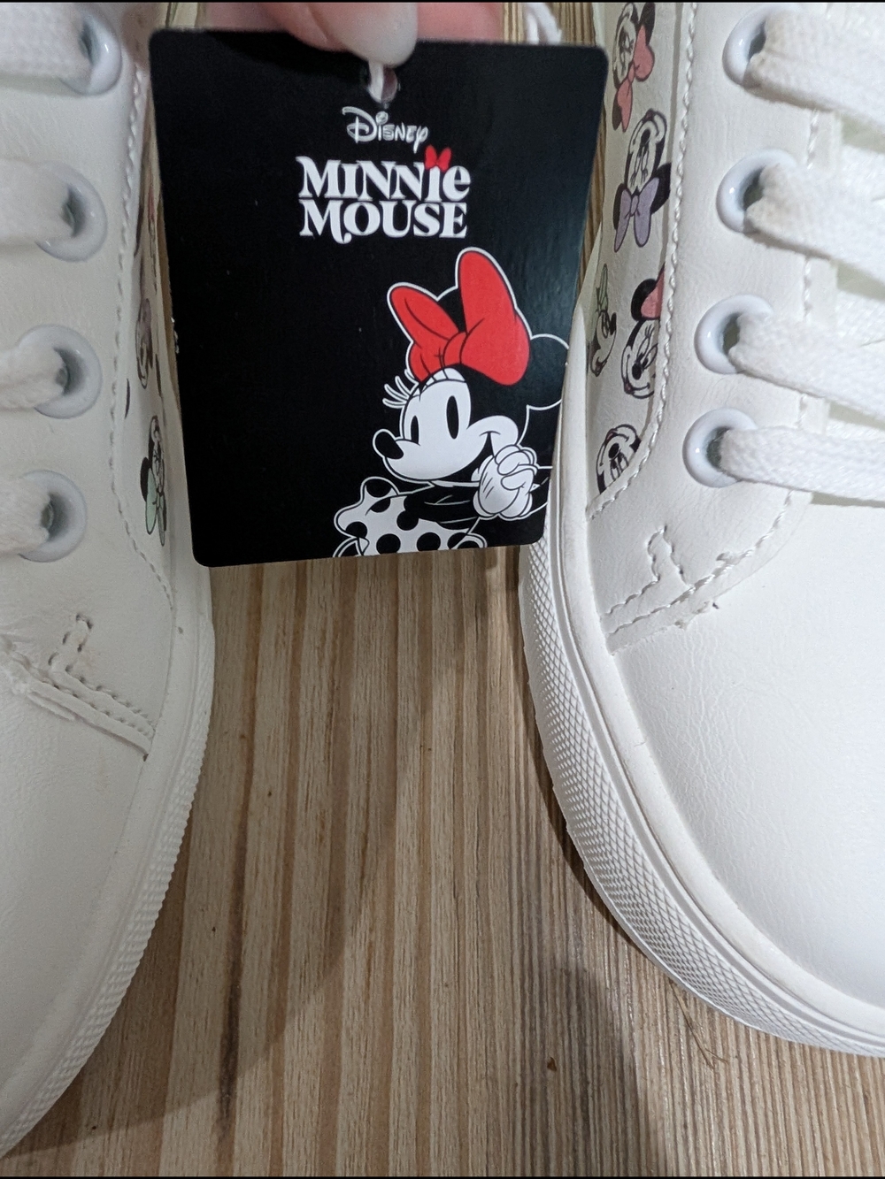 Disney Minnie Mouse Court Sneakers White Pastel Print Lace Up Shoes Women's - Picture 6 of 9